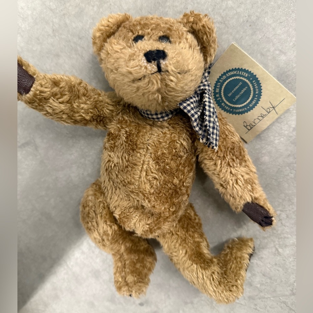 Boyd's Bears Barnaby J. B. Bean 1994 Plush Bear Blue Checkered Bow Jointed 10"